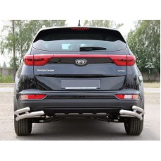 Задняя защита уголки двойные AK003-double (нерж) для Kia Sportage 2015-2021 гг