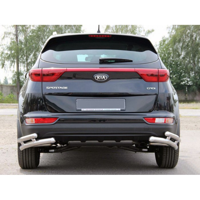 Задняя защита уголки двойные AK003-double (нерж) для Kia Sportage 2015-2021 гг