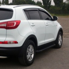 Бокові пороги Allmond Black (2 шт., алюм.) для Kia Sportage 2010-2015 рр