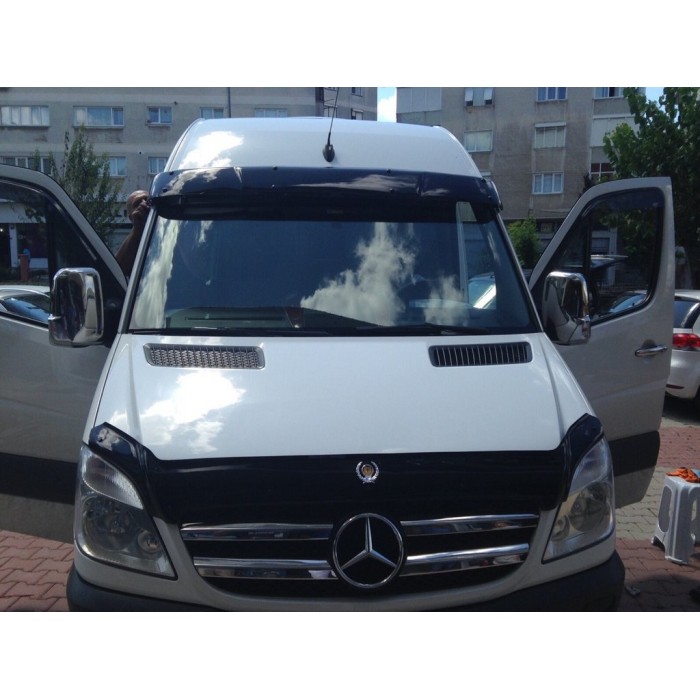 Козирок на лобове скло на рамі V1 (чорний глянець, 5мм) для Mercedes Sprinter W906 2006-2018 рр