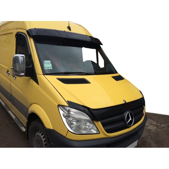 Козирок на лобове скло на рамі V1 (чорний глянець, 5мм) для Mercedes Sprinter W906 2006-2018 рр