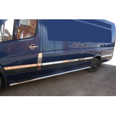 Молдинги на двері (нерж.) ExtraLong. Carmos - Турецька сталь для Mercedes Sprinter W906 2006-2018 рр