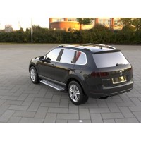 Боковые пороги Allmond Grey (2 шт, алюм) для Volkswagen Touareg 2010-2018 гг