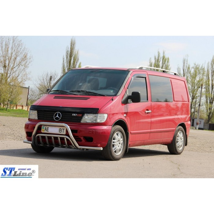 Кенгурятник із вусами WT002 Plus (нерж.) для Mercedes Vito W638 1996-2003 рр