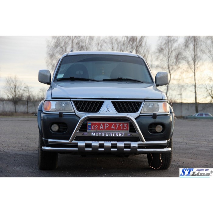 Передній захист ST015-2025WT (нерж) для Mitsubishi Pajero Sport 1996-2007 рр