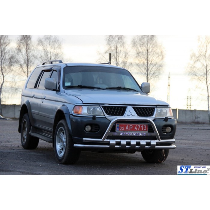 Передній захист ST015-2025WT (нерж) для Mitsubishi Pajero Sport 1996-2007 рр