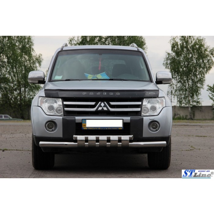 Передній захист ST015 (нерж.) для Mitsubishi Pajero Wagon IV