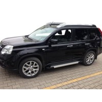 Боковые пороги Allmond Grey (2 шт, алюм.) для Nissan X-trail T31 2007-2014 гг
