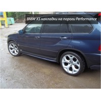 Боковые пороги Performance (2 шт, под покраску) для BMW X5 E-53 1999-2006 гг