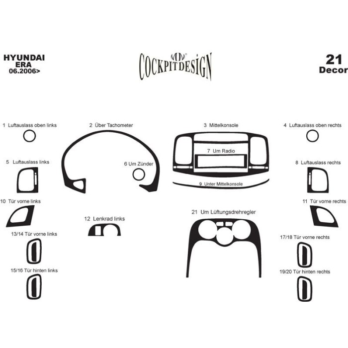 Накладки на панель Титан для Hyundai Accent 2006-2010 гг