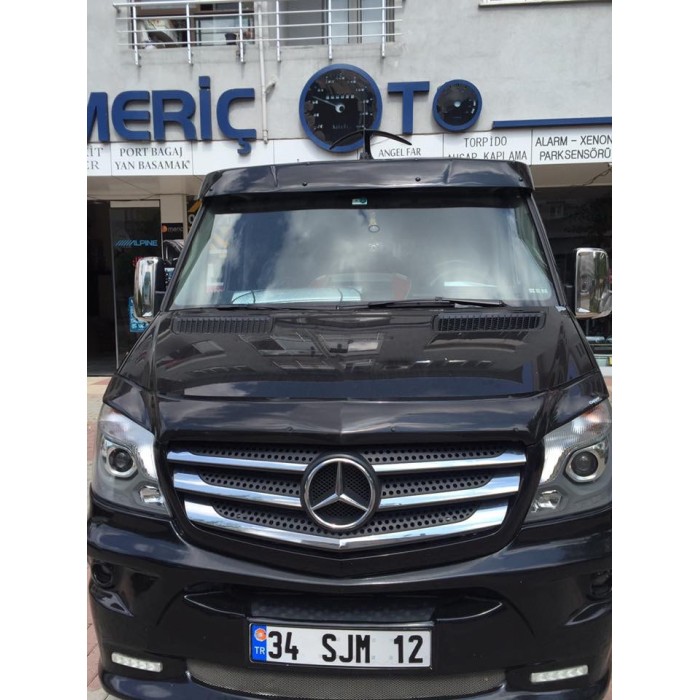 Козирок на лобове скло на рамі V1 (чорний глянець, 5мм) для Mercedes Sprinter W906 2006-2018 рр