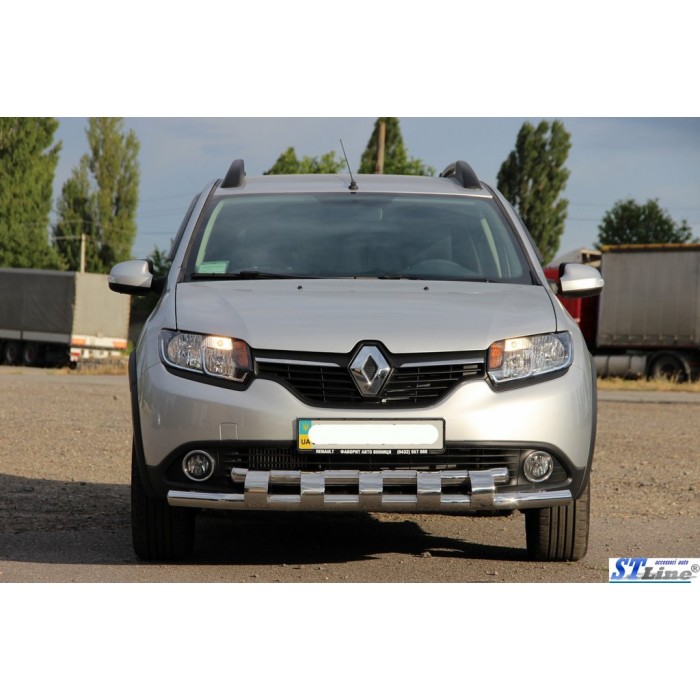 Передня дуга ST015 (нерж.) для Renault Sandero 2013-2022 рр