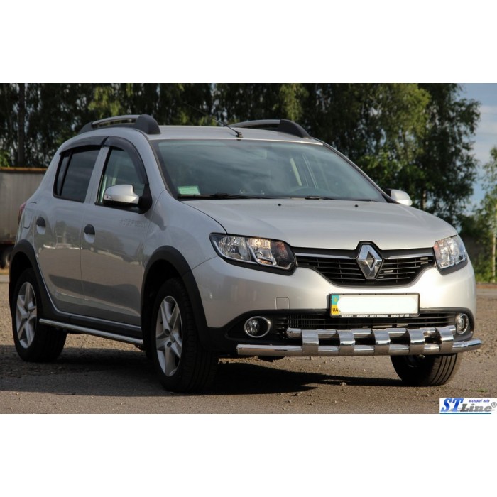 Передня дуга ST015 (нерж.) для Renault Sandero 2013-2022 рр