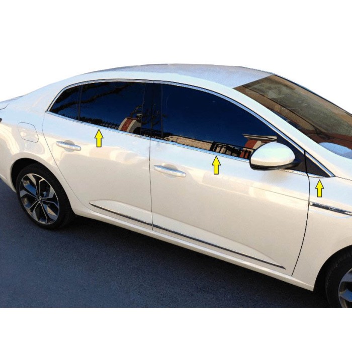 Нижня окантовка вікон (Sedan, 6 шт, нерж) Carmos - Турецька сталь для Renault Megane IV 2016-2025 рр