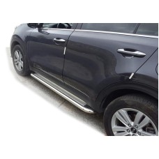 Боковые подножки KB001 (2 шт, нерж) 60 мм для Kia Sportage 2015-2021 гг