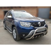 Кенгурятник без надписи WT003 (нерж.) для Renault Duster 2018-2024 гг