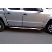 Боковые пороги Fullmond Grey (2 шт, алюм) для Volkswagen Amarok 2010-2022 гг