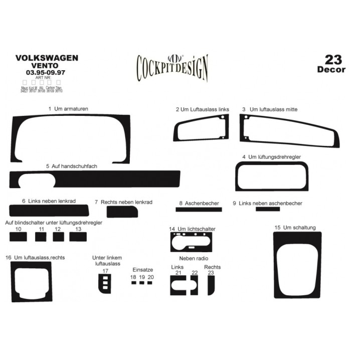 Накладки на панель Титан для Volkswagen Vento 1992-1998 гг