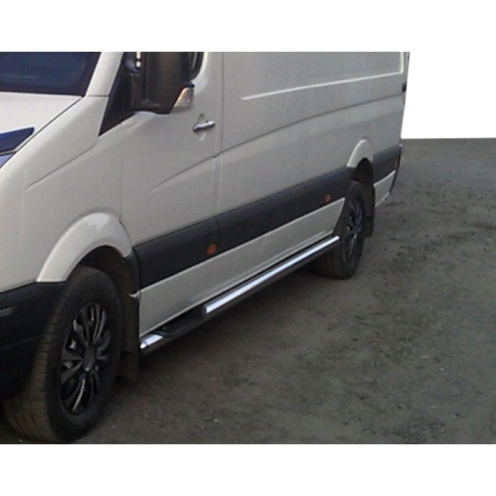 Бічні труби (2 шт., нерж) d70, Long/ExtraLong для Volkswagen Crafter 2006-2016 рр