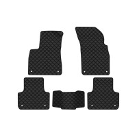Коврики с экокожи в салон Q7 (4M) 7 seats Audi 2015 2 поколение SUV USA EVAtech  ECO Экокожа черная c черной ниткой черный кант