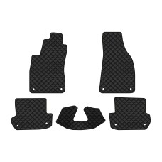 Коврики с экокожи в салон A4 (B6) MT Audi 2000-2004 2 поколение Cabrio EU EVAtech  ECO Экокожа черная c черной ниткой черный кант