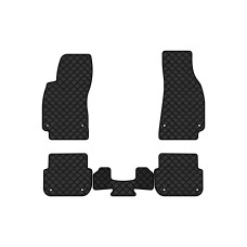 Коврики с экокожи в салон A6 (C6) Audi 2004-2008 3 поколение Sedan EU EVAtech  ECO Экокожа черная c черной ниткой черный кант