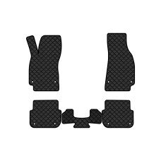 Коврики с экокожи в салон A6 (C6) Audi 2004-2008 3 поколение Sedan EU EVAtech  ECO Экокожа черная c черной ниткой черный кант