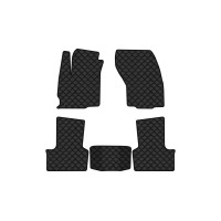 Коврики с экокожи в салон C4 Aircross Citroen 2012-2017 1 поколение SUV EU EVAtech  ECO Экокожа черная c черной ниткой черный кант