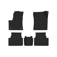 Коврики с экокожи в салон C5 Aircross Citroen 2017 1 поколение SUV EU EVAtech  ECO Экокожа черная c черной ниткой черный кант