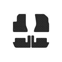 Коврики с экокожи в салон C4 Picasso Citroen 2006-2013 1 поколение Minivan EU EVAtech  ECO Экокожа черная c черной ниткой черный кант