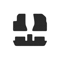 Коврики с экокожи в салон C4 Picasso Citroen 2006-2013 1 поколение Minivan EU EVAtech  ECO Экокожа черная c черной ниткой черный кант