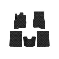 Коврики с экокожи в салон Explorer Restyling 7 seats (2+3+2) Ford 2016-2019 5 поколение SUV USA EVAtech  ECO Экокожа черная c черной ниткой черный кант