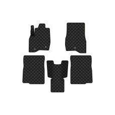 Коврики с экокожи в салон Explorer Restyling 6 seats (2+2+2) Ford 2016-2019 5 поколение SUV USA EVAtech  ECO Экокожа черная c черной ниткой черный кант