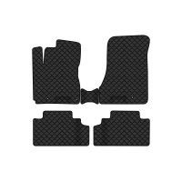 Коврики с экокожи в салон Tucson (JM) MT Hyundai 2004-2010 1 поколение SUV EU EVAtech  ECO Экокожа черная c черной ниткой черный кант