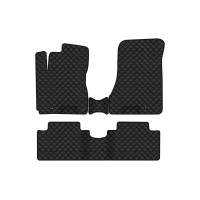 Коврики с экокожи в салон Tucson (JM) MT Hyundai 2004-2010 1 поколение SUV EU EVAtech  ECO Экокожа черная c черной ниткой черный кант