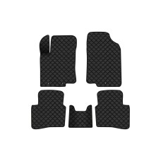 Коврики с экокожи в салон Accent (RB) Hyundai 2010-2017 4 поколение Htb EU EVAtech  ECO Экокожа черная c черной ниткой черный кант