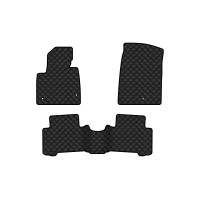 Коврики с экокожи в салон Santa FE (DM) 5 seats Hyundai 2012-2017 3 поколение SUV EU EVAtech  ECO Экокожа черная c черной ниткой черный кант