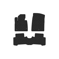 Коврики с экокожи в салон Santa FE (DM) 7 seats Hyundai 2012-2017 3 поколение SUV USA EVAtech  ECO Экокожа черная c черной ниткой черный кант
