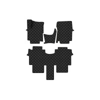 Коврики с экокожи в салон Staria 7 seats 4WD (third seats position) Hyundai 2021 1 поколение VAN EU EVAtech  ECO Экокожа черная c черной ниткой черный кант