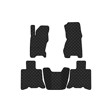 Коврики с экокожи в салон Grand Cherokee (WJ) Jeep 1998-2004 2 поколение SUV EU EVAtech  ECO Экокожа черная c черной ниткой черный кант