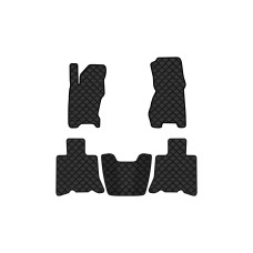 Коврики с экокожи в салон Grand Cherokee Laredo (WJ) Jeep 1998-2004 2 поколение SUV EU EVAtech  ECO Экокожа черная c черной ниткой черный кант