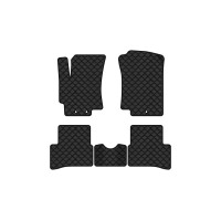 Коврики с экокожи в салон Rio (DE) Kia 2005-2011 2 поколение Sedan EU EVAtech  ECO Экокожа черная c черной ниткой черный кант