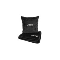 Подушка та плед в авто EVAtech із махри M для Jeep чорні MBLMPSMBV014