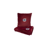 Подушка та плед в авто EVAtech із махри M для Volvo червоні MBLMPSMRV034