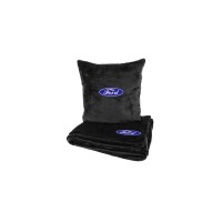 Подушка та плед в авто EVAtech із махри S для Ford чорні MBLMPSSBV010