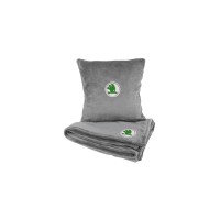 Подушка та плед в авто EVAtech із махри S для Skoda сірі MBLMPSSGV028