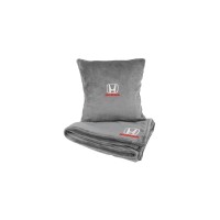 Подушка та плед в авто EVAtech із махри S для Honda сірі MBLMPSSGV060