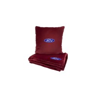 Подушка та плед в авто EVAtech із махри S для Ford червоні MBLMPSSRV010