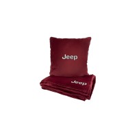 Подушка та плед в авто EVAtech із махри S для Jeep червоні MBLMPSSRV014