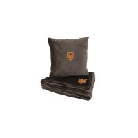 Подушка та плед в авто EVAtech із махри S для Porsche коричневі MBLMPSSZV024